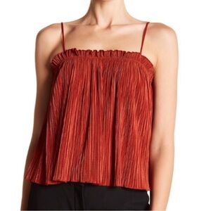 Madewell Burnt Orange Red Micropleat Ruffle Tank top